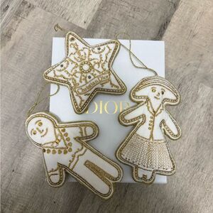 Dior Gold and Cream Holiday Ornament Trio